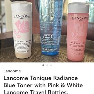 Tonique Radiance Blue Toner with Pink & White Travel Bottles